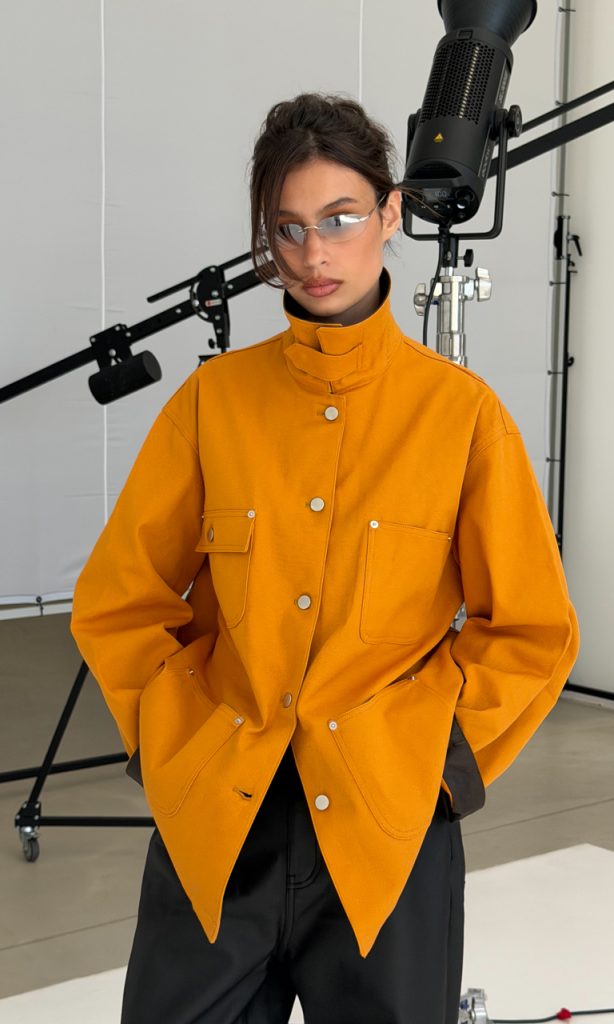 Funnel neck utility jacket