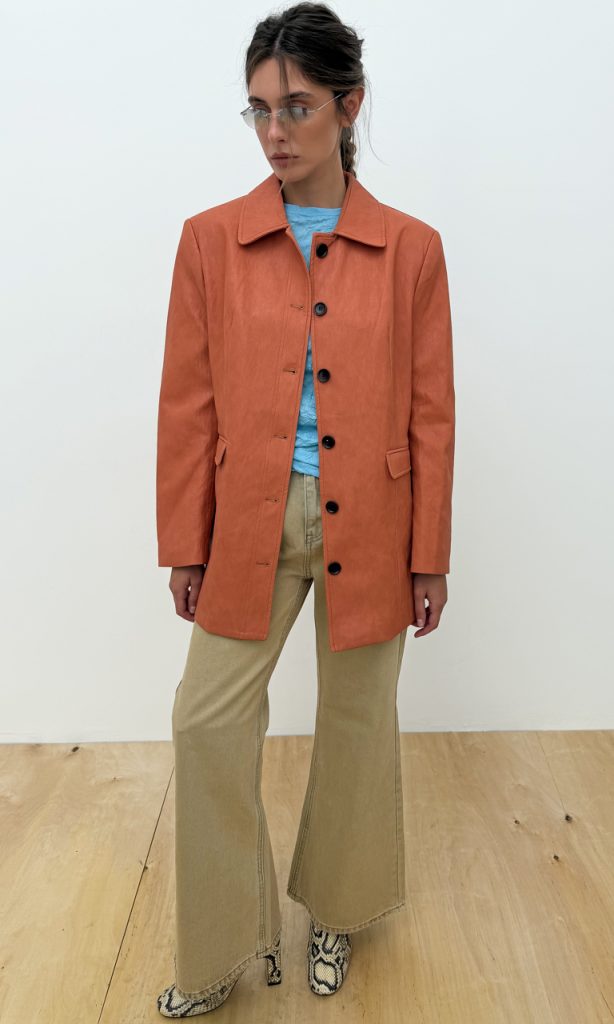 Crinckled faux leather jacket