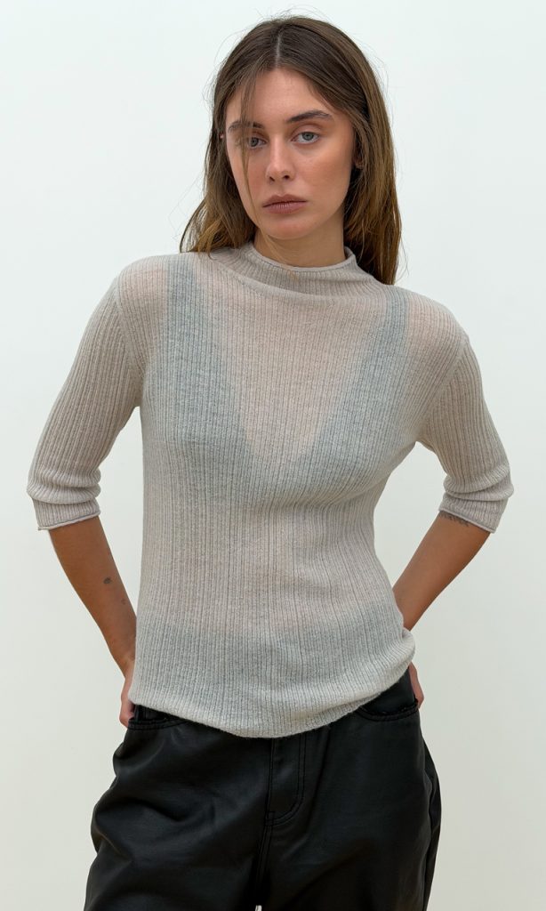 Sheer fine-knit top