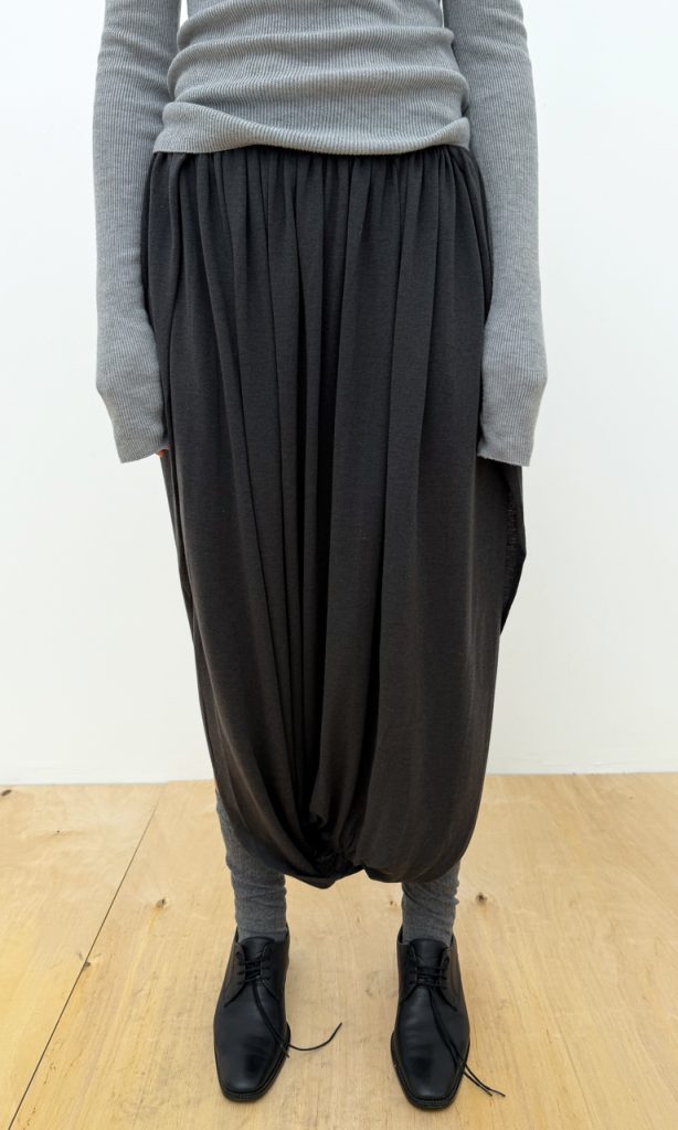 Drapped knit midi skirt