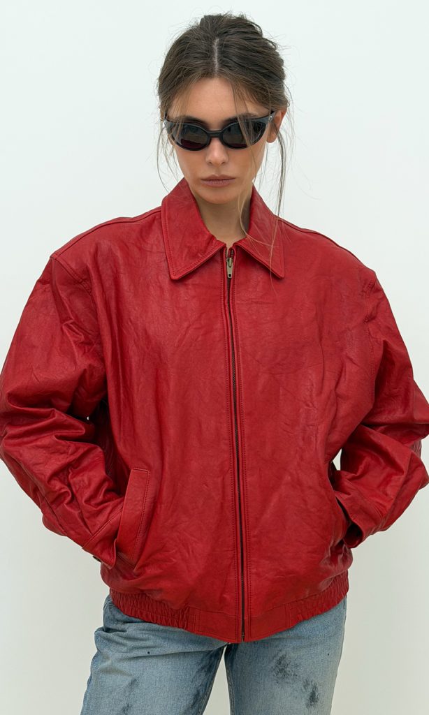 Crinkled leather jacket